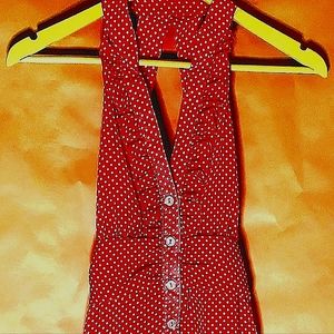 Forever Hot 🔥 Pink/Red Polka-dot Sheer Halter Top